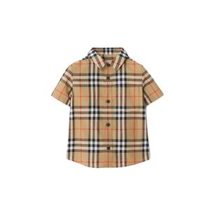 【新款】BURBERRY婴儿 格纹棉质短袖衬衫 81212451