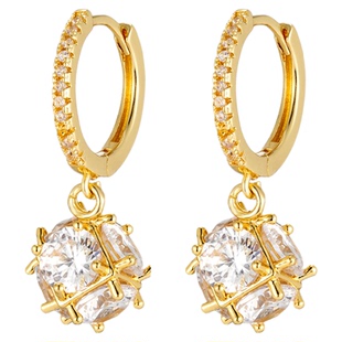 MS情绪波动 镀金钻球耳环女小众设计感耳圈耳饰