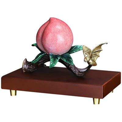 福寿绵长全铜寿桃摆件送长辈礼品