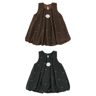 幼悠女童2025冬季新款甜美无袖花苞裙圆点可爱显瘦加厚保暖背心裙