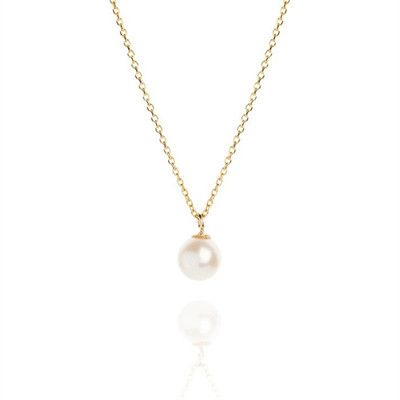 正圆超强光珍珠美国14K包金项链