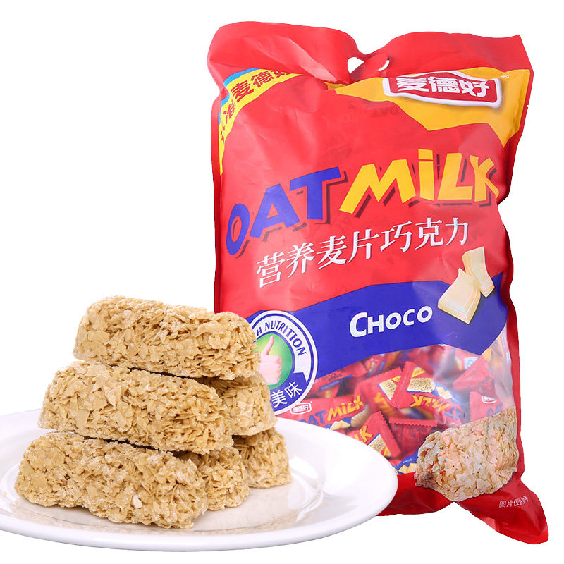麦德好燕麦巧克力330g袋装代可可脂巧克力棒结婚喜糖果代餐小零食