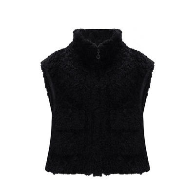 iammix27冬季毛茸茸立领皮草马甲