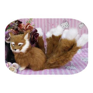 真毛黄色九尾白色狐狸真身仿真毛绒玩具玩偶模型摆件拍摄道具静态