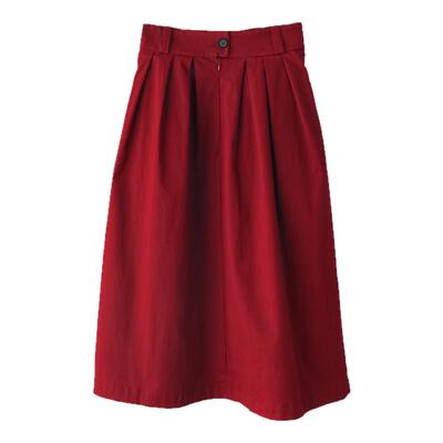 印计谷羽中长款廓形A字半裙