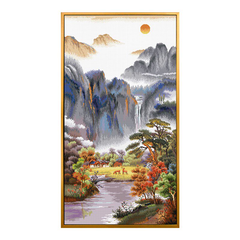 十字绣山水风景画客厅书房手工