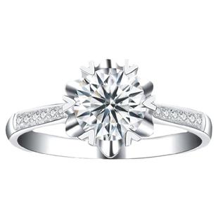 正品莫桑石钻戒女雪花款S925纯银戒指AU750白金铂金婚戒情侣对戒