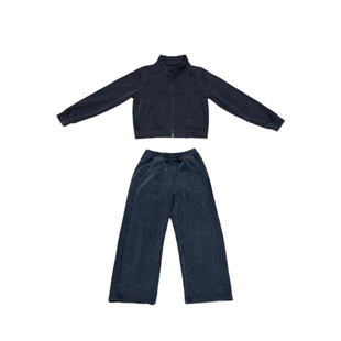 嗒囜【复古运动小超模】复合水洗棉拉链外套+弯刀裤儿童运动套装