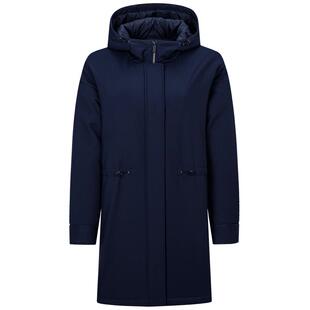 BMW STUDIO宝马女装秋冬季大衣时尚简约风连帽中长拉链风衣大衣女