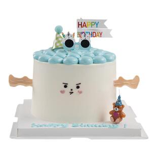 韩式ins风可爱小熊生日蛋糕装饰happy birthday插牌卡通眼镜插件