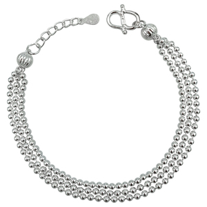 转运珠足银手链女纯银s990三层多圈小圆珠子手串三生三世38妇女节