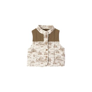 Milkbarn秋冬新品婴儿宝宝夹棉马甲加厚外套儿童上衣拼色棉服