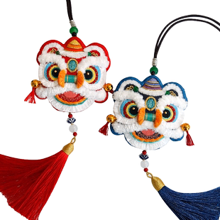 平安符醒狮刺绣diy手工材料包香囊国风平安福车挂自绣送男友礼物