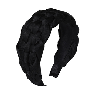 L9000/麻花编织头颅高发箍女2025新款缎面轻奢风高端头箍黑色发饰