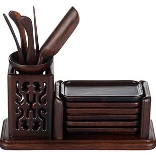 金灶 KP-9黑檀木茶道六君子套装茶道杯夹茶杯垫功夫茶具配件套装