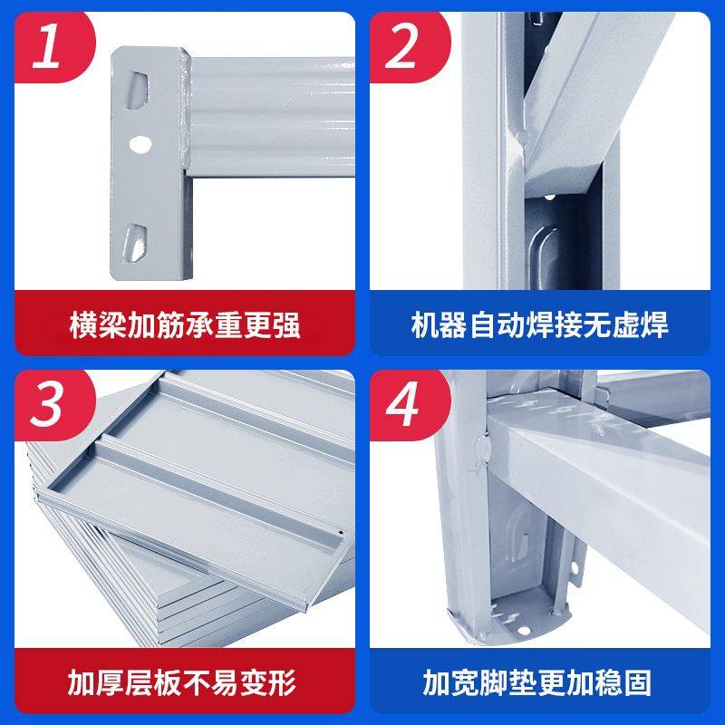 货架200kg/层可调节层板快递承重仓库电商置物架加厚多层铁架子