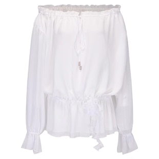 【王玉雯孙乐言同款】KINGWEN一字露肩衬衫2026早春新款女装上衣