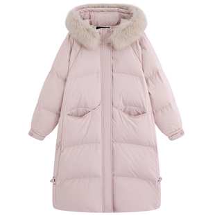 300斤胖莹莹大码女装大毛领东北加厚宽松保暖抗寒过膝长款羽绒服