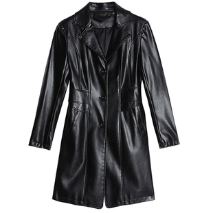 真皮皮衣女中长款修身2025秋冬新款绵羊皮风衣显瘦皮夹克加棉外套