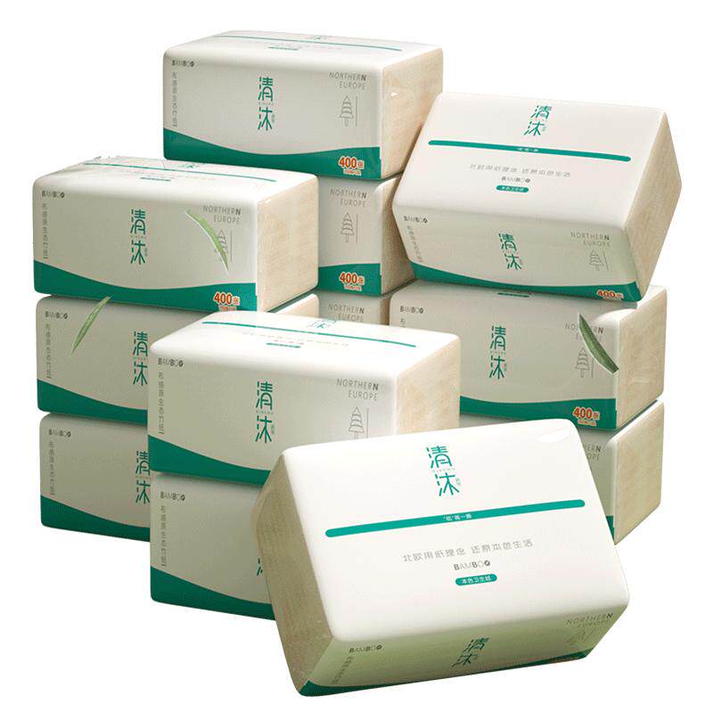 清沐10包400层本色压花卫生纸