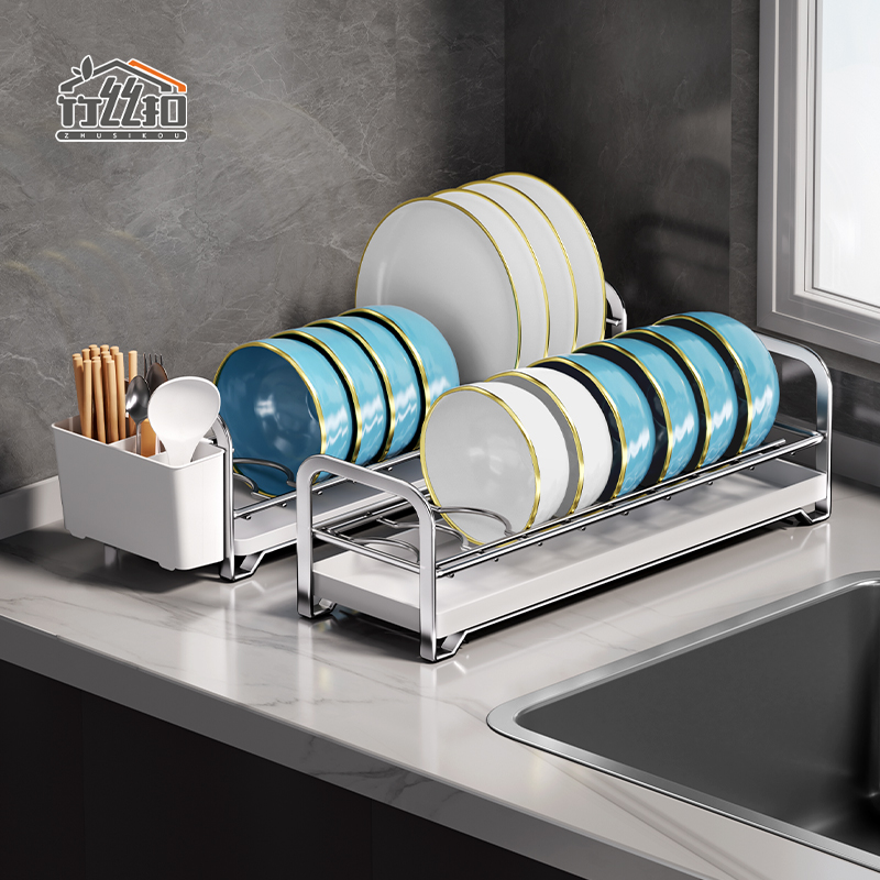 厨房碗碟收纳架台面不锈钢碗架沥水架窗台窄边沥碗盘子碗筷置物架