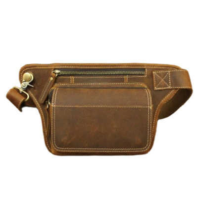 男士腰包疯马皮复古胸包真皮