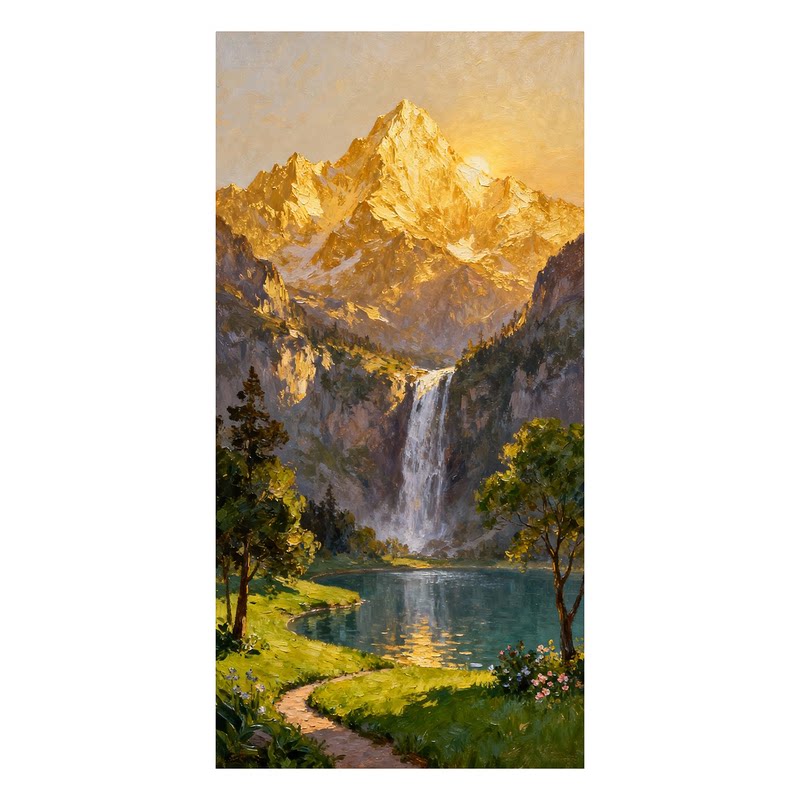 白鹿艺术纯手绘油画聚宝盆山水画
