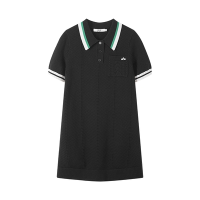 通勤撞色POLO学院风连衣裙LILY