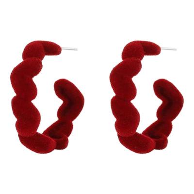 DODOGOGO红色丝绒爱心耳环
