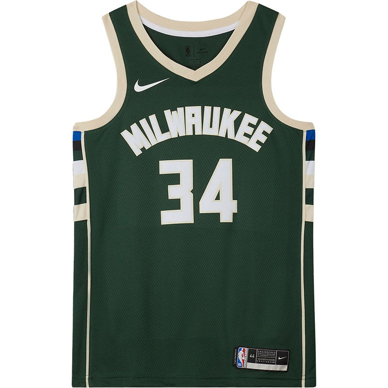 Nike/耐克正品 NBA 密尔沃基雄鹿字母哥阿德托昆博34号球衣CW3672