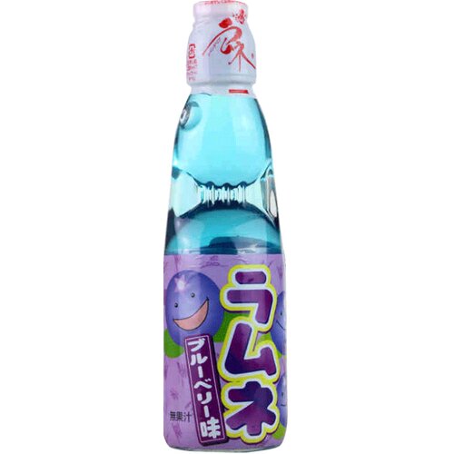 汽水日本哈达波子汽水原装进口弹珠碳酸饮料200ml*5瓶包邮蓝莓味