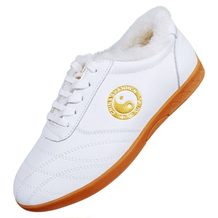 太极鞋女款软牛皮秋冬季新款加绒八段锦练功鞋太极拳鞋武术鞋男士