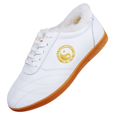 山人运动加绒加厚软牛皮太极鞋