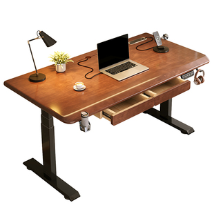 实木书桌智能电动升降带抽屉电脑桌家用办公桌工作台学习桌电竞桌