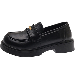 黑色乐福鞋女款2026新款春季女鞋通勤软底单鞋厚底jk英伦风小皮鞋