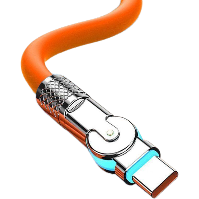 可旋转数据线240W快充线Type-C弯头适用华为安卓快充车载手机充电线6A带灯