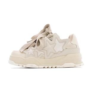 【赵粤同款】kaalixto国潮牌米白色2025新款秋冬百搭星星面包鞋