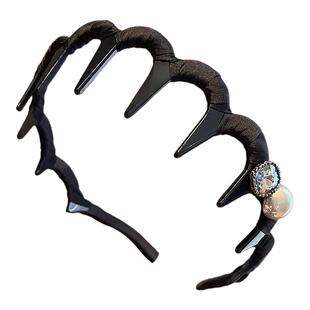 珍珠高颅顶波浪发箍女2026新款防滑带齿发卡日常外戴压发头箍头饰