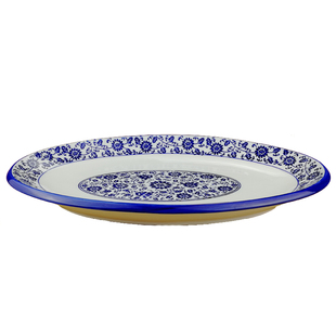 青花瓷酒店鱼盘家用厚边鱼盘清蒸鱼盘烤全鱼盘红烧鱼盘耐高温鱼盘