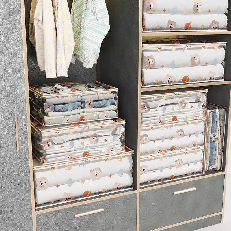 新品 加厚全透PEVA印花棉被袋衣物袋防潮防尘换季衣服收纳袋搬家