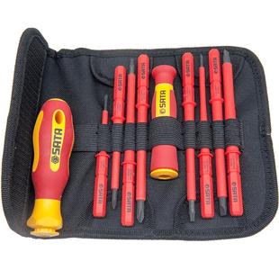 世达绝缘螺丝刀套装一字十字10件可换头VDE耐高压螺丝批工具09304