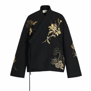 正品 ZCY朱崇恽2026春 刺绣 中式 斜门襟羊毛外套C1GB10628 10800