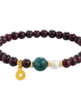 阿吉豆手链女款国风石榴石手串珠