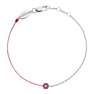 Redline/红绳女士粉蓝宝石和白色钻石半绳半链手链
