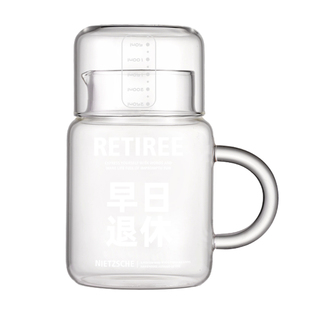 大容量玻璃杯带盖家用喝水杯女高颜值耐高温带把刻度杯男泡茶杯子