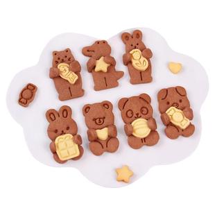 2026新年饼干模具卡通抱抱熊兔曲奇翻糖立体印花按压家用烘焙工具