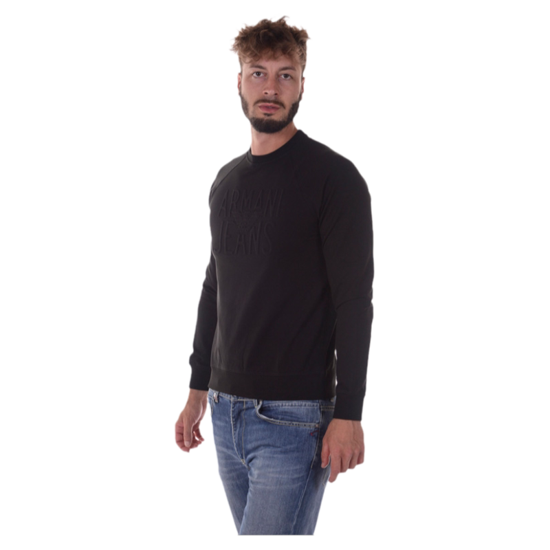 ARMANIJEANS男士黑色圆领针织衫