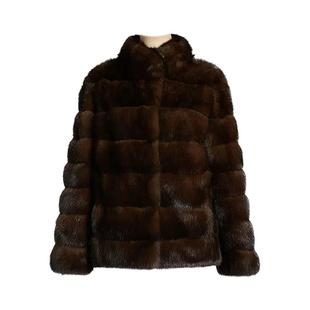 俄罗斯紫貂皮大衣女2025秋冬新款立领环保皮草外套暗夜星辰小香风