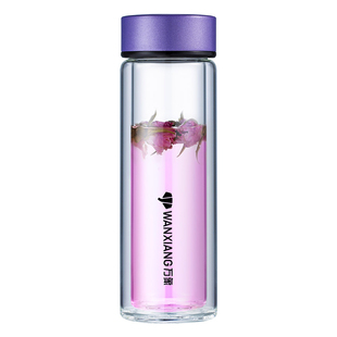 万象双层玻璃杯隔热加厚车载便携办公家用女学生随手泡茶喝水杯子