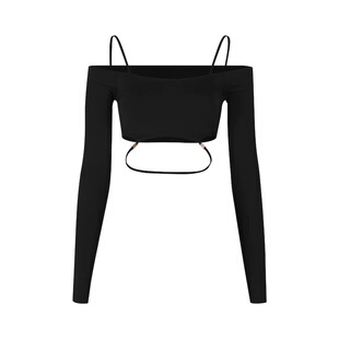 ZYM25111【蓝调 Night】上衣一字肩拉丁舞练功服冬装包边松紧带